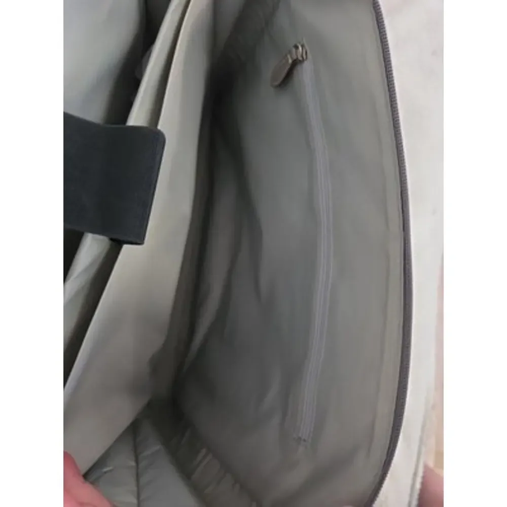 LODIS Leather Briefcase Laptop Work Tote Organizer Double Handles Gray Brown EUC
